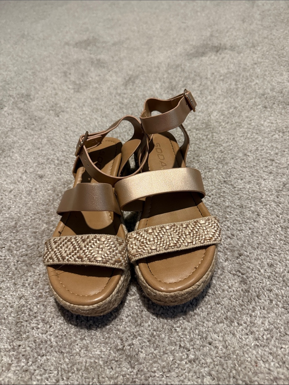 Soda Girls Tan Espadrille Platform Sandals